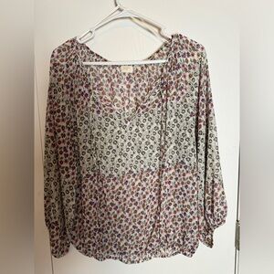 Jeffie Clothing floral printed sheer blouse,‎ large